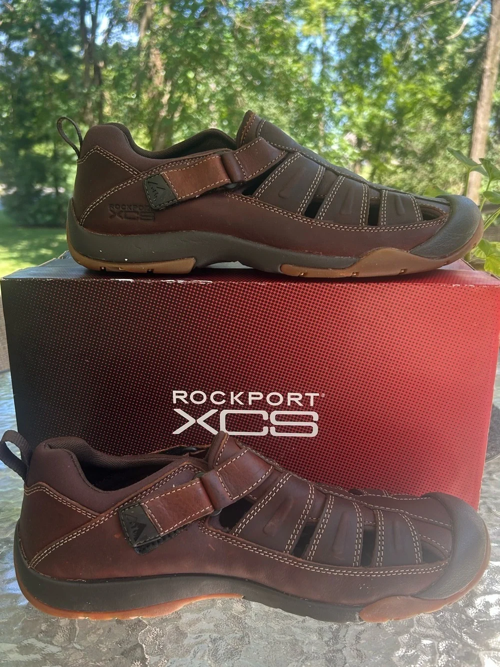 NWT-Rockport XCN Brown Leather Fisherman Sandals-10 1/2